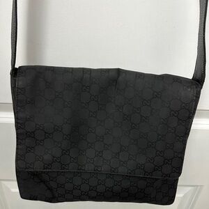 Gucci Black Monogram Messenger Bag